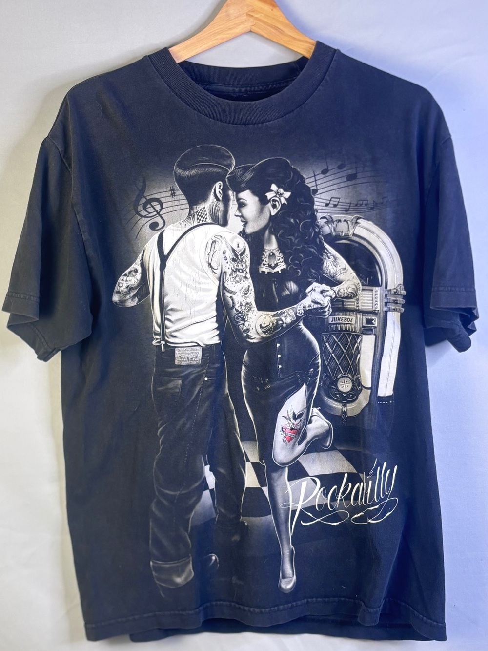 DGA David Gonzales Art Rockabilly Tattoo Graphic T-Shirt - Large